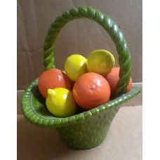 Vintage Ceramic Woven Wicker Fruit Basket Country Decor Lemons Oranges 60s 50s   323386542948